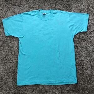 Men’s Basic Light Blue Island Builders Logo Graphic Tee